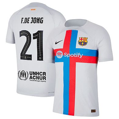 Men's Nike Frenkie de Jong Gray Barcelona 2022/23 Third Vapor Match Authentic Player Jersey