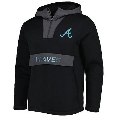 Men's Levelwear Black Atlanta Braves Ruckus Quarter-Zip Hoodie