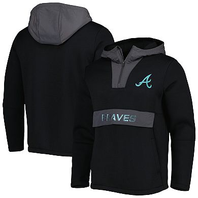 Men's Levelwear Black Atlanta Braves Ruckus Quarter-Zip Hoodie