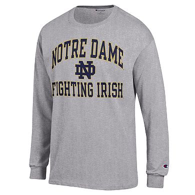 Men's Champion Heather Gray Notre Dame Fighting Irish High Motor Long Sleeve T-Shirt