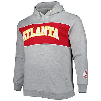 Men's Fanatics Branded Heather Gray Atlanta Hawks Big & Tall Wordmark Pullover Hoodie