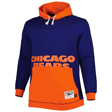Men's Mitchell & Ness Navy/Orange Chicago Bears Big & Tall Big Face Pullover Hoodie
