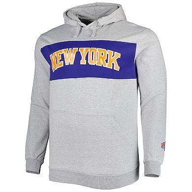 Men's Fanatics Branded Heather Gray New York Knicks Big & Tall Wordmark Pullover Hoodie