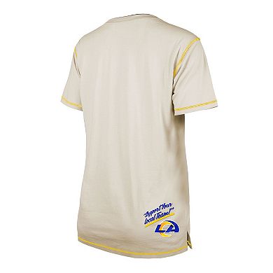 Women's New Era Cream Los Angeles Rams Split T-Shirt