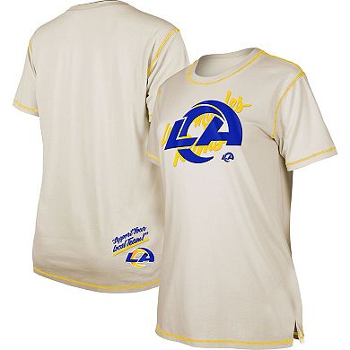 Women's New Era Cream Los Angeles Rams Split T-Shirt