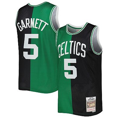 Men's Mitchell & Ness Kevin Garnett Black/Kelly Green Boston Celtics Hardwood Classics 2007/08 Split Swingman Jersey