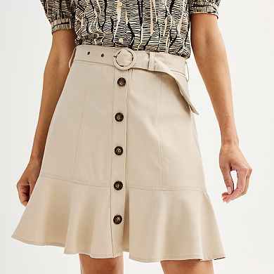 Women's Nine West Button Front Utility Flounce Skirt