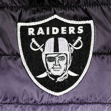 Women's The Wild Collective Black/Silver Las Vegas Raiders Color Block Full-Zip Puffer Jacket