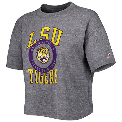 Women's League Collegiate Wear Heather Gray LSU Tigers Intramural Midi Seal Tri-Blend T-Shirt