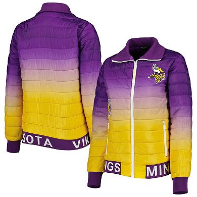 Women's The Wild Collective Purple/Gold Minnesota Vikings Color Block Full-Zip Puffer Jacket