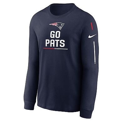 Men's Nike Navy New England Patriots Team Slogan Long Sleeve T-Shirt
