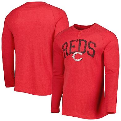 Men's Concepts Sport Heather Red Cincinnati Reds Inertia Raglan Long Sleeve Henley T-Shirt