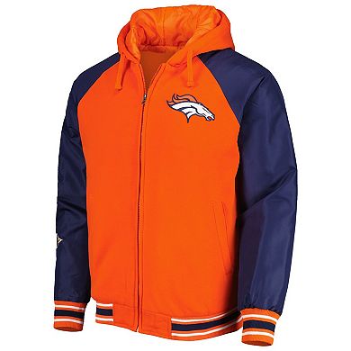 Men's G-III Sports by Carl Banks Orange Denver Broncos 3x Champions Defender Raglan Full-Zip Hoodie Varsity Jacket