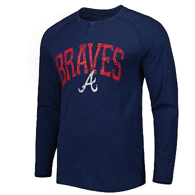 Men's Concepts Sport Navy Atlanta Braves Inertia Raglan Long Sleeve Henley T-Shirt