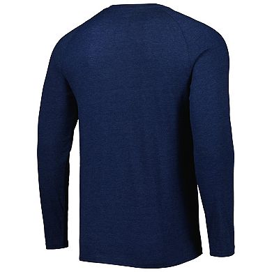 Men's Concepts Sport Navy Atlanta Braves Inertia Raglan Long Sleeve Henley T-Shirt