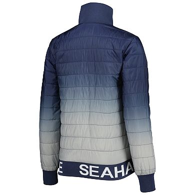 Women's The Wild Collective College Navy/Gray Seattle Seahawks Color Block Full-Zip Puffer Jacket