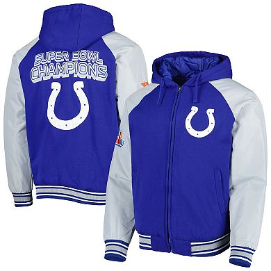 Men's G-III Sports by Carl Banks Royal Indianapolis Colts Defender Raglan Full-Zip Hoodie Varsity Jacket