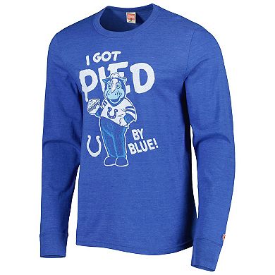 Men's Homage Royal Indianapolis Colts Hyper Local Tri-Blend Long Sleeve T-Shirt