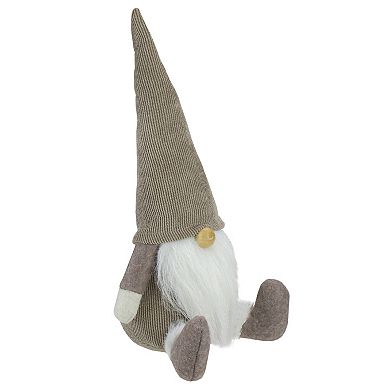 10" Brown and White Sitting Gnome Christmas Tabletop Decoration