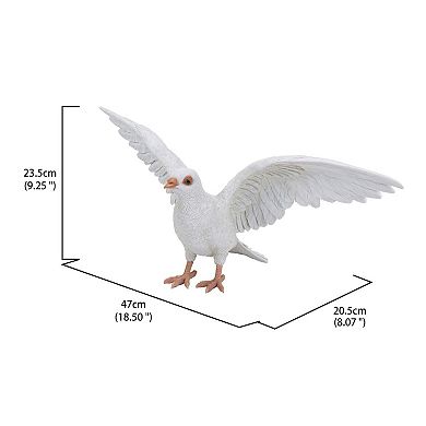 18.5" White and Brown Pigeon Spread Wings Outdoor Garden Figurine