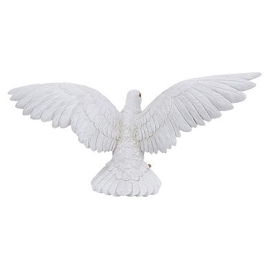 18.5" White and Brown Pigeon Spread Wings Outdoor Garden Figurine