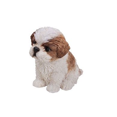 7.25" Brown and White Shih Tzu Puppy Figurine