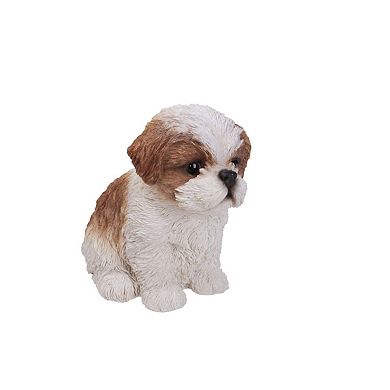 7.25" Brown and White Shih Tzu Puppy Figurine