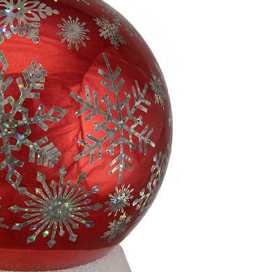 6.5" LED Lighted Shiny Red Snowflake Water Globe Tabletop Decoration