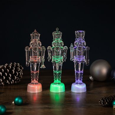 Set of 3 LED Lighted Icy Crystal Nutcracker Christmas Figurines 7.5"