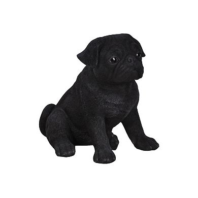 8" Black and Brown Sitting Pug Puppy Figurine