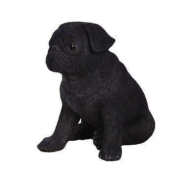 8" Black and Brown Sitting Pug Puppy Figurine