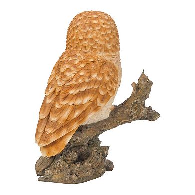 12.50" Tan Brown and Black Owl on Stump Outdoor Garden Statue