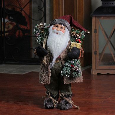 16" Country Rustic Santa Claus with Present Christmas Figure