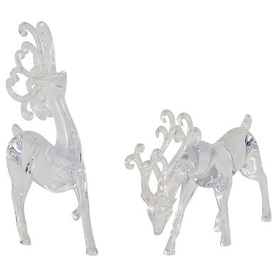 Set of 2 Clear Standing Reindeer Christmas Figurines  9.25-Inch