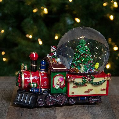 8 Christmas Train with Tree Musical Snow Globe Tabletop Decoration