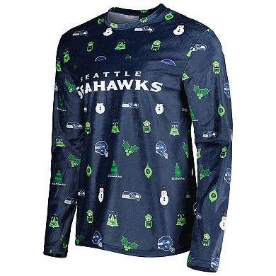 Men's FOCO College Navy Seattle Seahawks Holiday Repeat Long Sleeve T-Shirt