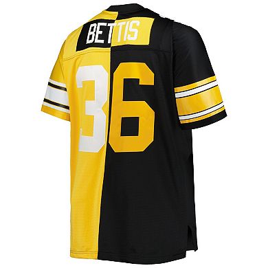 Men's Mitchell & Ness Jerome Bettis Black/Gold Pittsburgh Steelers Big & Tall Split Legacy Retired Player Replica Jersey