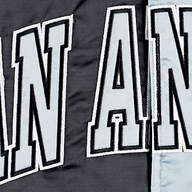 Men's Starter Black/Silver San Antonio Spurs Fast Break Satin Full-Snap Jacket