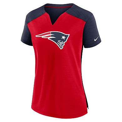 Women's Nike Red/Navy New England Patriots Impact Exceed Performance Notch Neck T-Shirt
