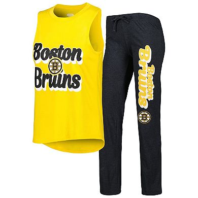 Women's Concepts Sport Gold/Heather Black Boston Bruins Meter Muscle Tank Top & Pants Sleep Set