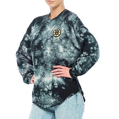 Women's Fanatics Branded Black Boston Bruins Crystal-Dye Long Sleeve T-Shirt