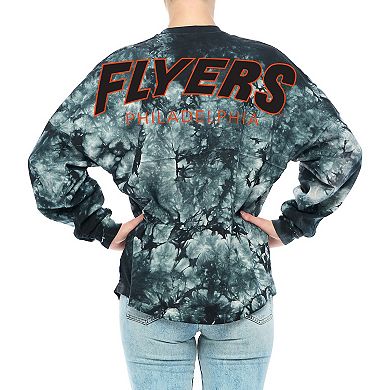 Women's Fanatics Branded Black Philadelphia Flyers Crystal-Dye Long Sleeve T-Shirt