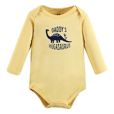 Hudson Baby Infant Boy Cotton Long-Sleeve Bodysuits, Hugasaurus 3-Pack