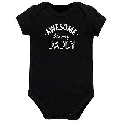 Hudson Baby Infant Boy Cotton Bodysuits, Mom Dad Moon Back