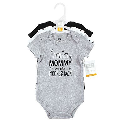 Hudson Baby Infant Boy Cotton Bodysuits, Mom Dad Moon Back