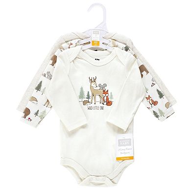 Hudson Baby Infant Boy Cotton Long-Sleeve Bodysuits, Forest Animals 3-Pack