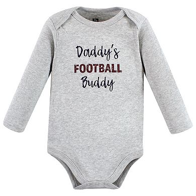Hudson Baby Infant Boy Cotton Long-Sleeve Bodysuits, Football Buddy 3-Pack