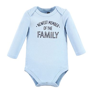 Hudson Baby Infant Boy Cotton Long-Sleeve Bodysuits, Newest Family Member