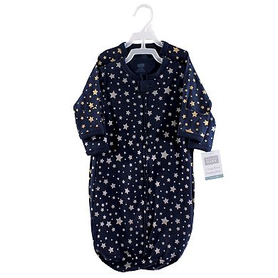 Hudson Baby Infant Cotton Long-Sleeve Wearable Sleeping Bag, Sack, Blanket, Metallic Stars