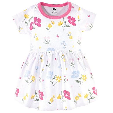 Hudson Baby Infant and Toddler Girl Cotton Short-Sleeve Dresses 2pk, Spring Mix